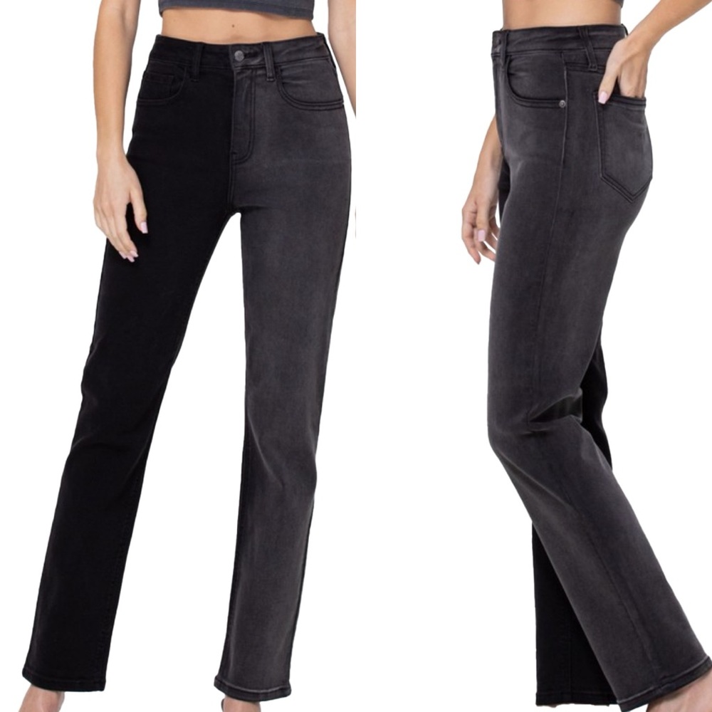 NWT CELLO Black Jeans Women's size 7, Reagan High-rise Two Tone Straight stretch